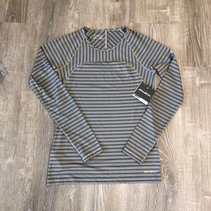 NWT Eddie Bauer Motion FreeDry Active Long Sleeve Crew in Stripe Women's XS